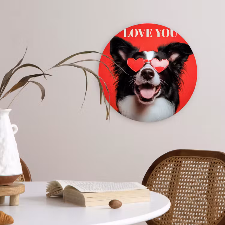 Muurcirkel - Hond - Hartjesbril - Loveyou - Rood — 4