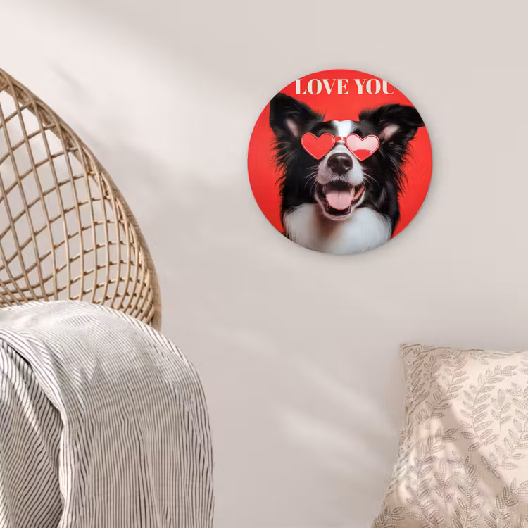 Muurcirkel - Hond - Hartjesbril - Loveyou - Rood — 5