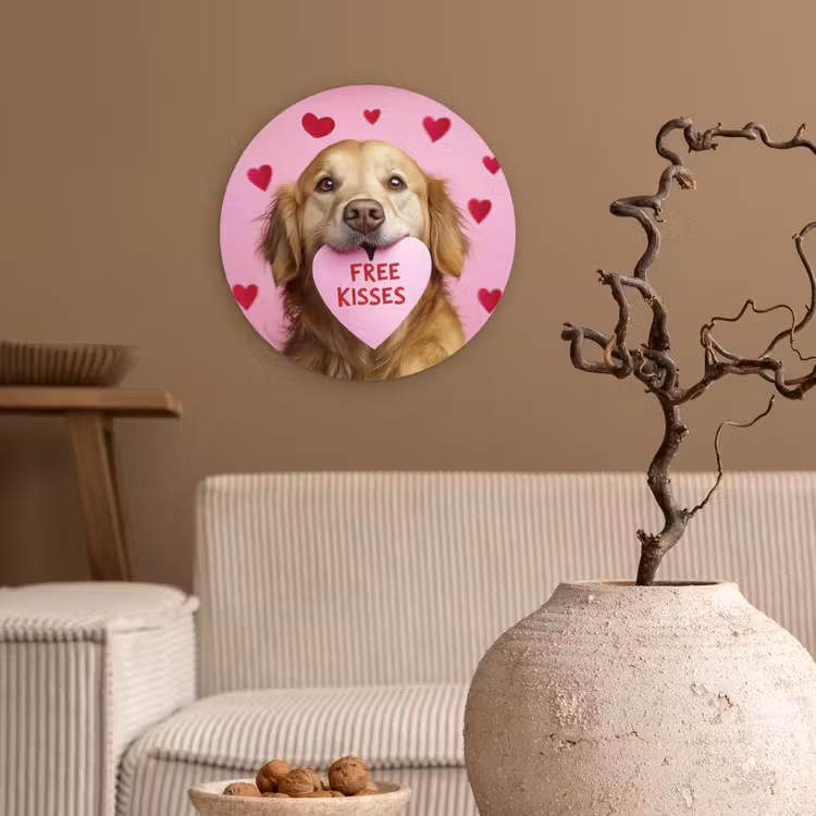 Muurcirkel - Hond - Kiss- Valentijn - Hartjes — 2