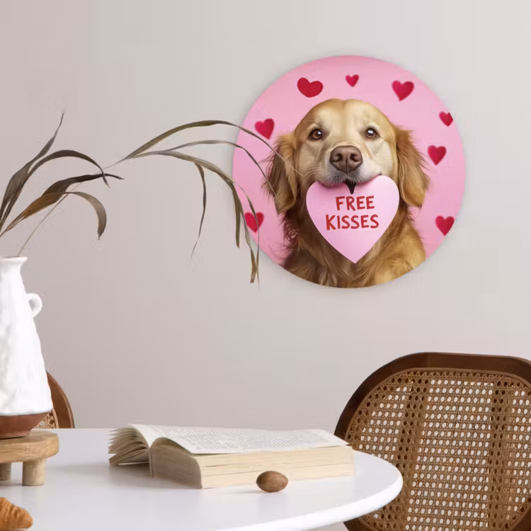 Muurcirkel - Hond - Kiss- Valentijn - Hartjes — 4