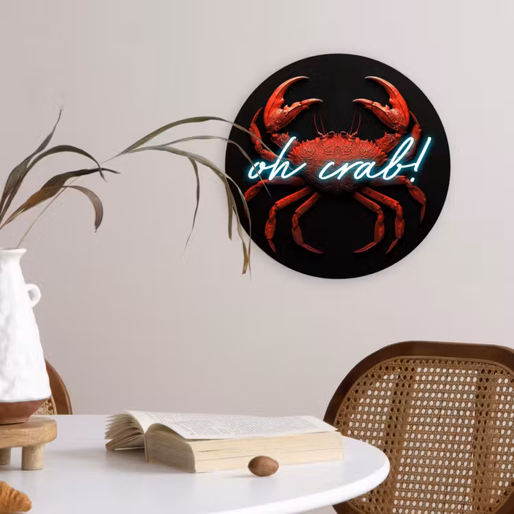Muurcirkel - Krab - Rood - Neon - Quote — 4