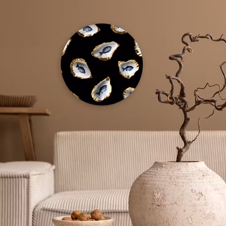 Muurcirkel - Oesters - Vissen - Blauw - Goud — 2