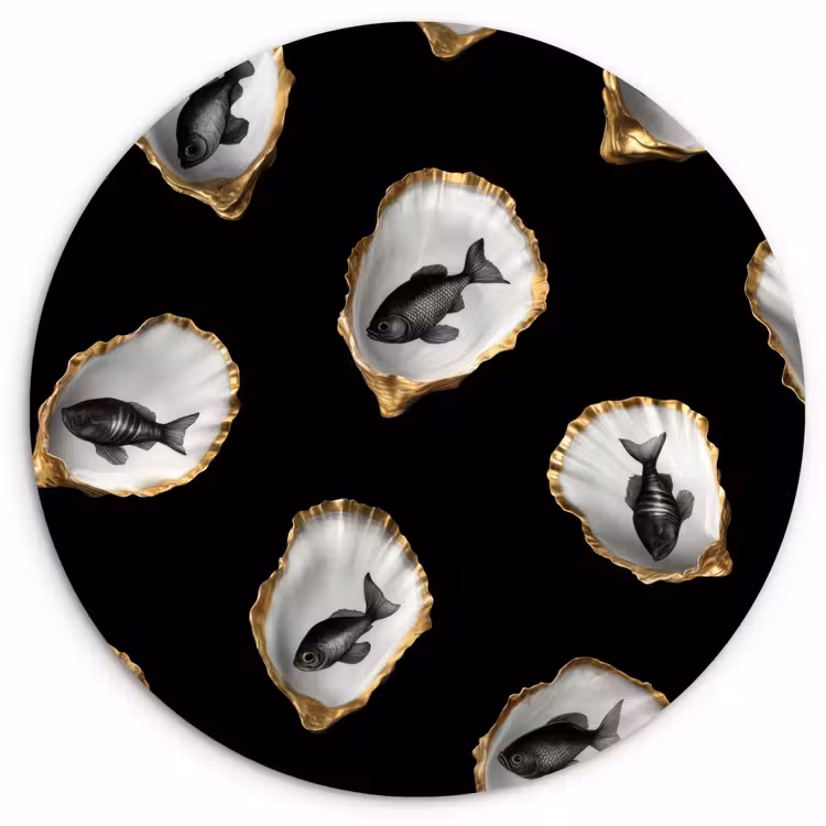 Muurcirkel - Oesters - Zwart - Vissen - Goud — 1