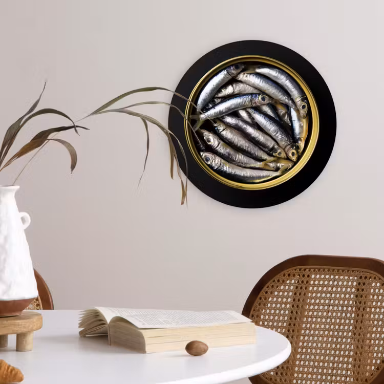 Muurcirkel - Sardines - Vissen - Rond - Zwart — 4