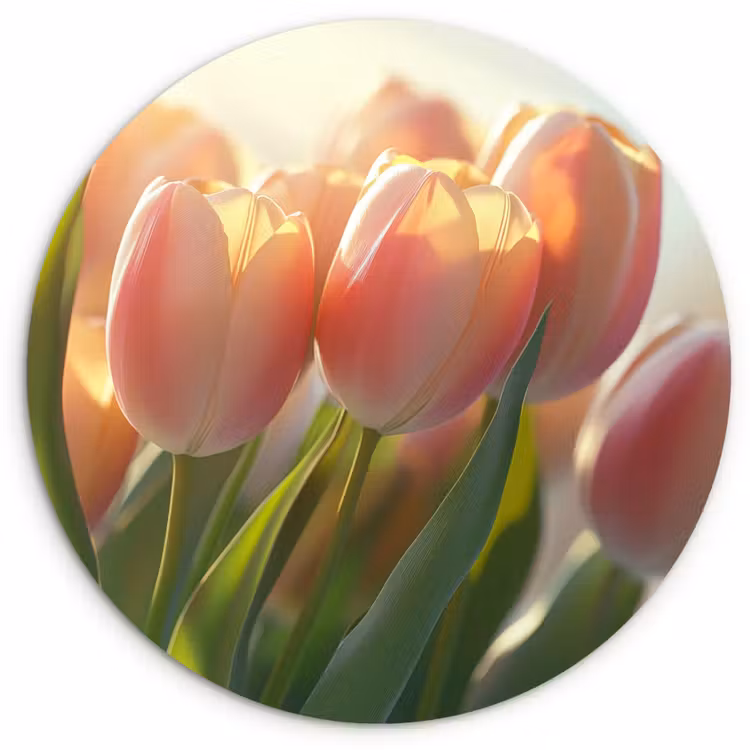 Muurcirkel - Tulpen - Roze - Zonnestralen — 1