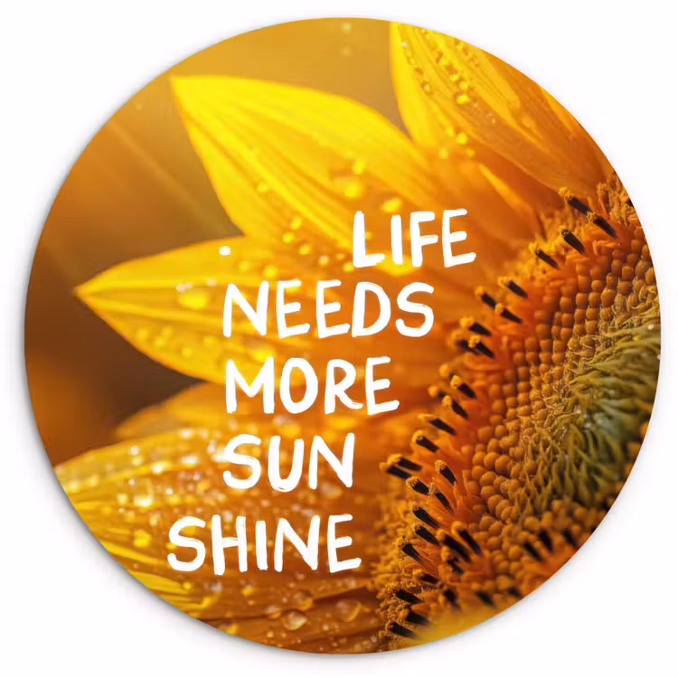 Muurcirkel - Zonnebloem - Close up - Geel - Quote — 1
