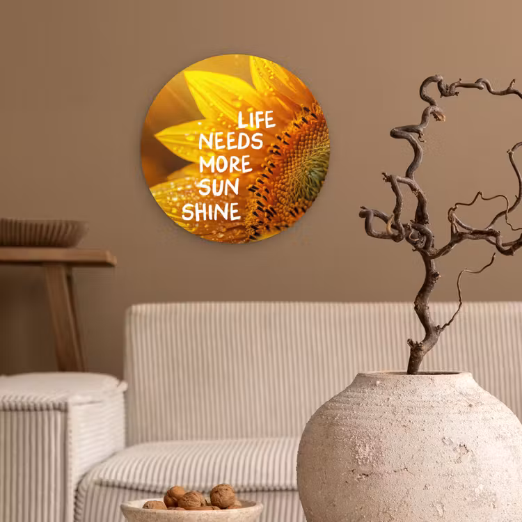 Muurcirkel - Zonnebloem - Close up - Geel - Quote — 2