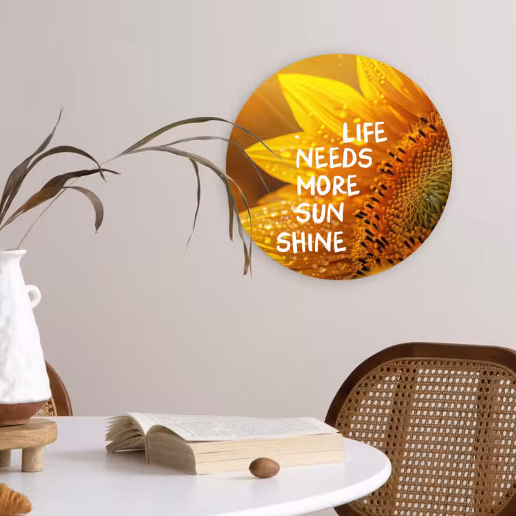 Muurcirkel - Zonnebloem - Close up - Geel - Quote — 4