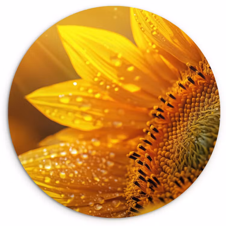 Muurcirkel - Zonnebloem - Dauwdruppels - Geel - Zonlicht — 1