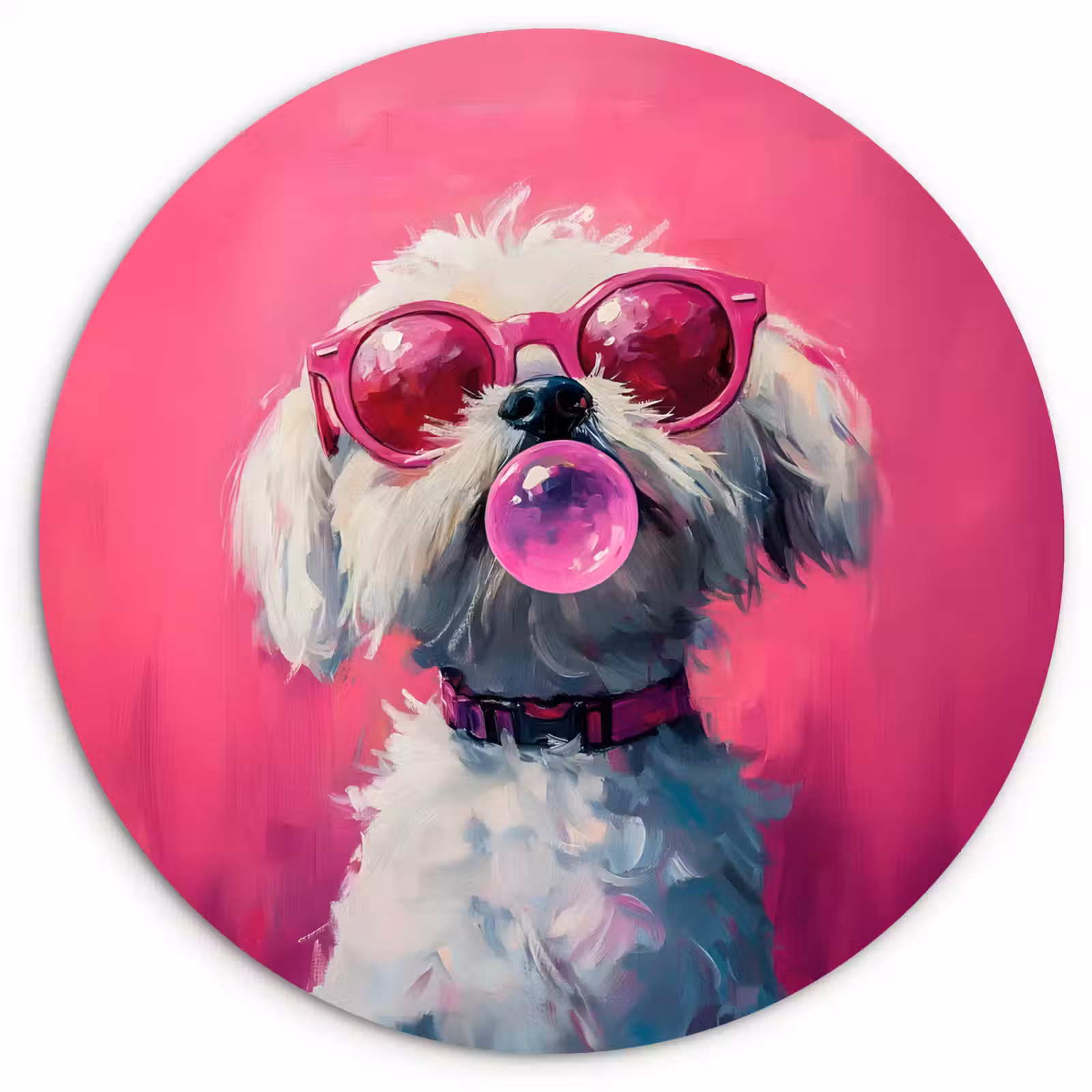 Muurcirkel - Pink - Hond - Bubbel — 1