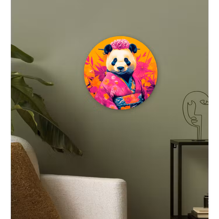 Muurcirkel - Kimono - Roze - Panda - Bloemenkroon — 3