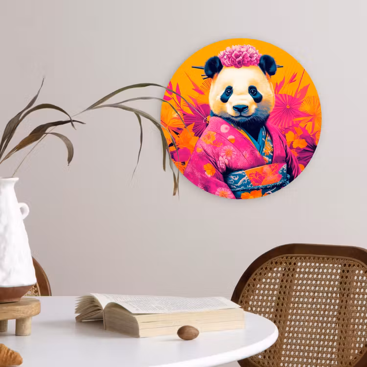 Muurcirkel - Kimono - Roze - Panda - Bloemenkroon — 4