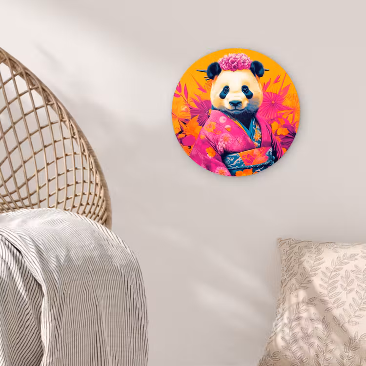 Muurcirkel - Kimono - Roze - Panda - Bloemenkroon — 5