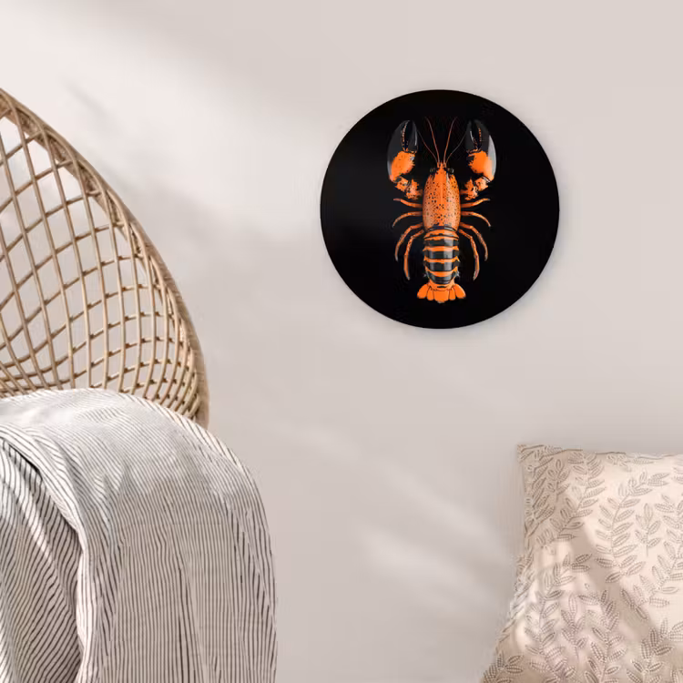 Muurcirkel - Kreeft - Oranje - Zwart - Modern — 5