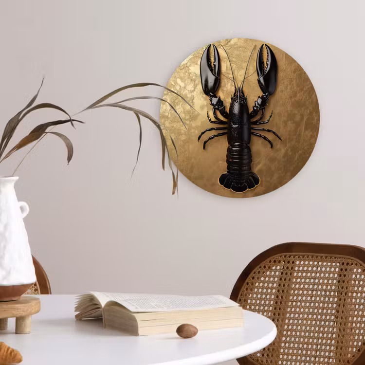 Muurcirkel - Kreeft - Zwart - Goud - Luxe — 4