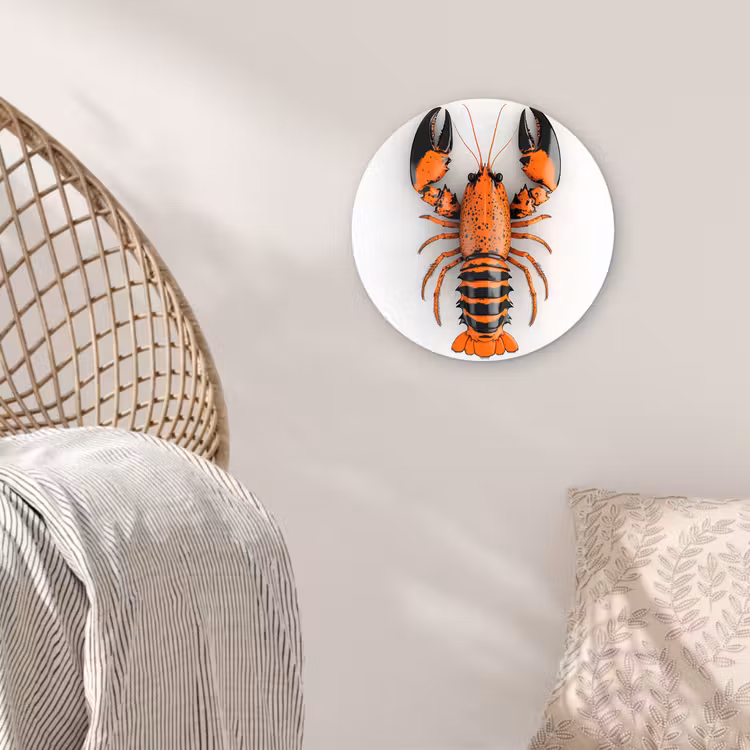Muurcirkel - Kreeft - Zwart - Oranje - Wit - Uniek — 5