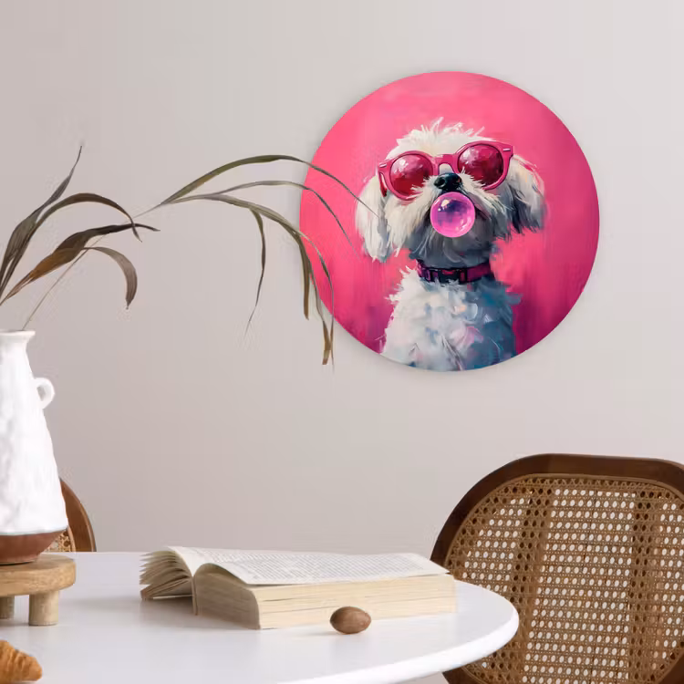 Muurcirkel - Pink - Hond - Bubbel — 4