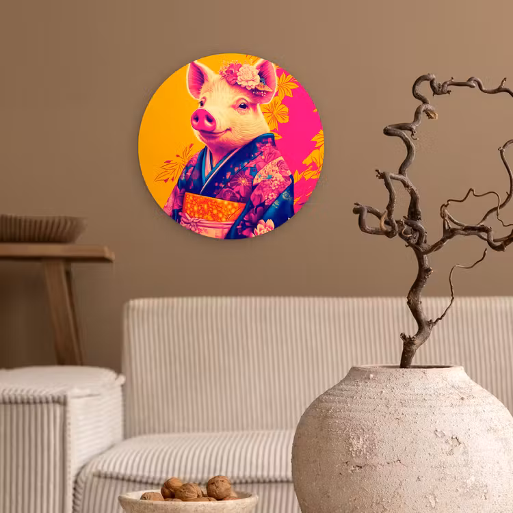 Muurcirkel - Varken - Bloemkroon - Kimono - Abstract — 2