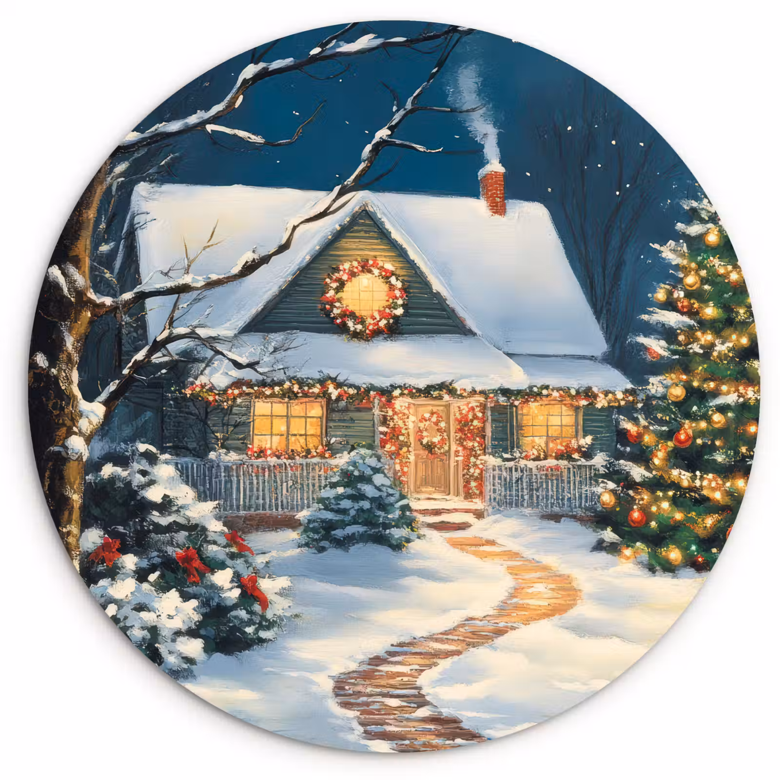 Muurcirkel - Kerst - Kerstboom - Winter - Huis - Sneeuw — 1