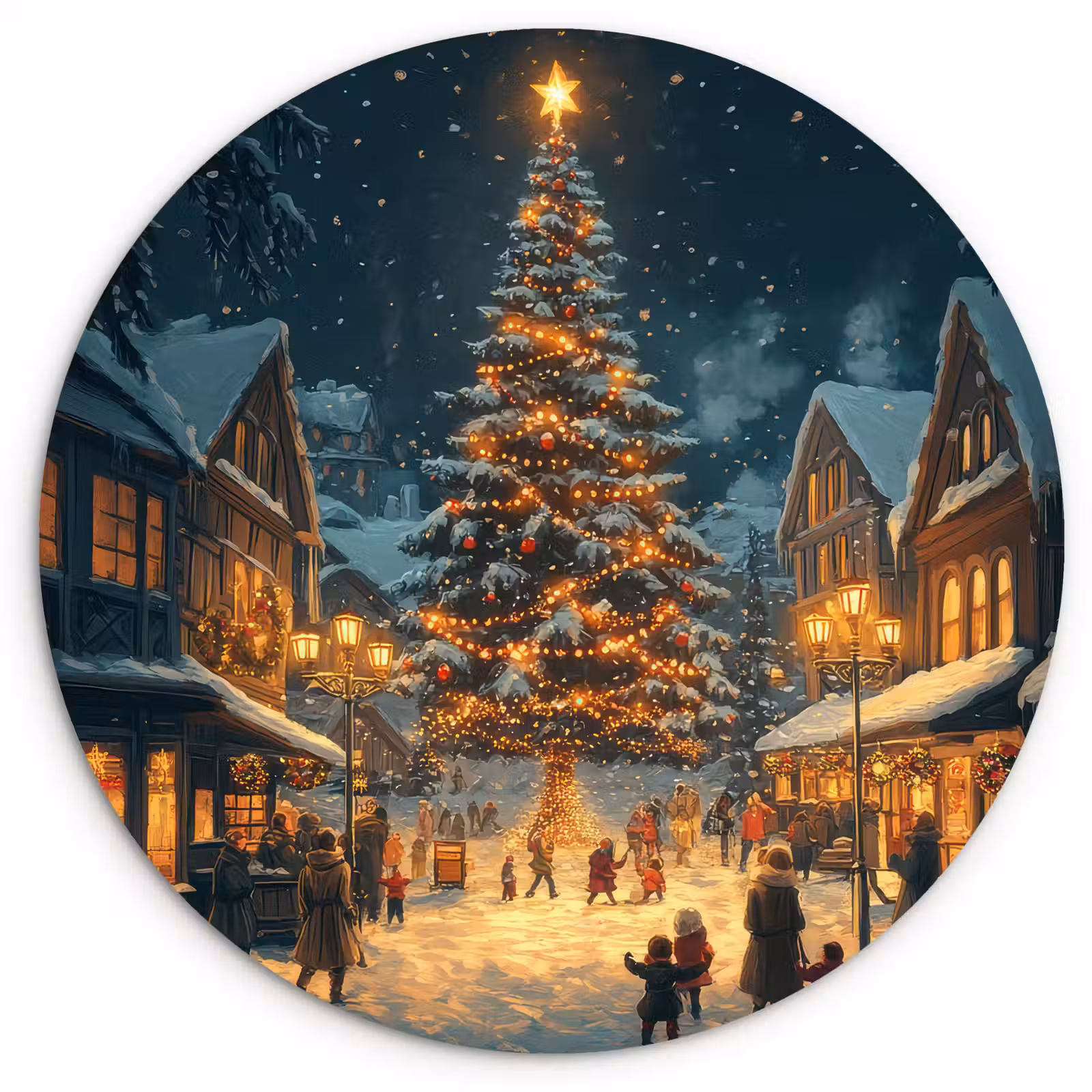 Muurcirkel - Kerstfeest - Dorp - Donker — 1