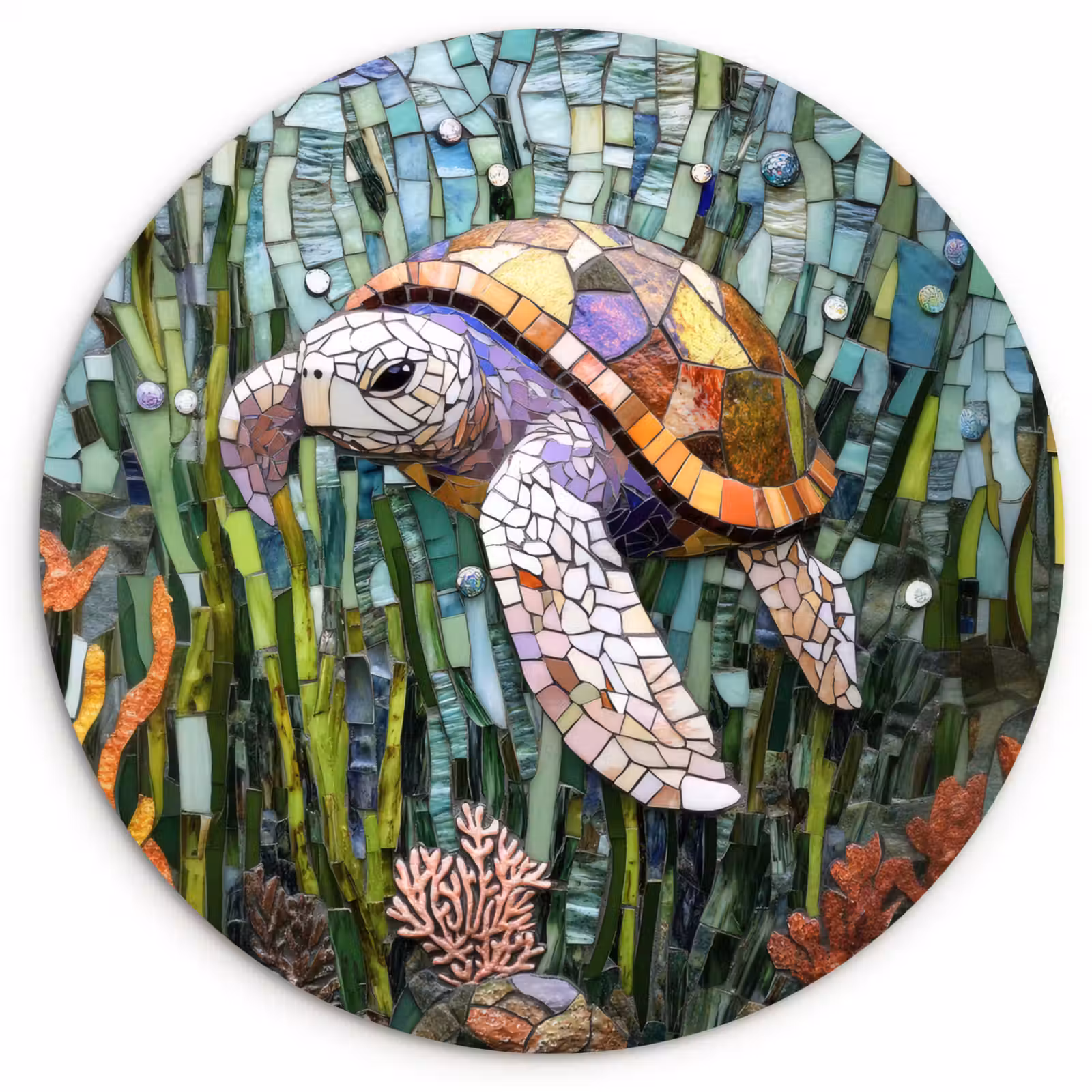 Muurcirkel - Schildpad - Zeewier - Mozaïek — 1