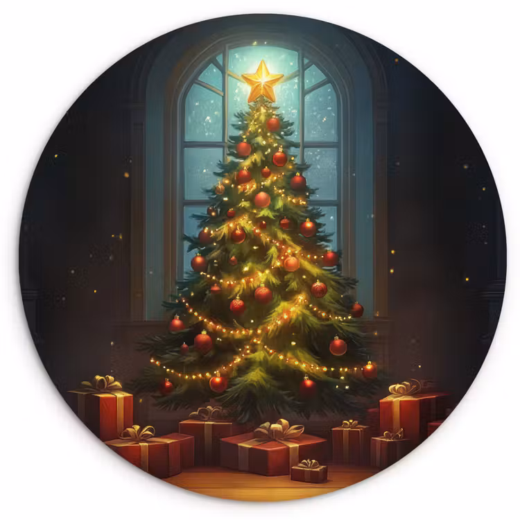 Muurcirkel - Kerstboom - Cadeau - Kerst - Winter — 1