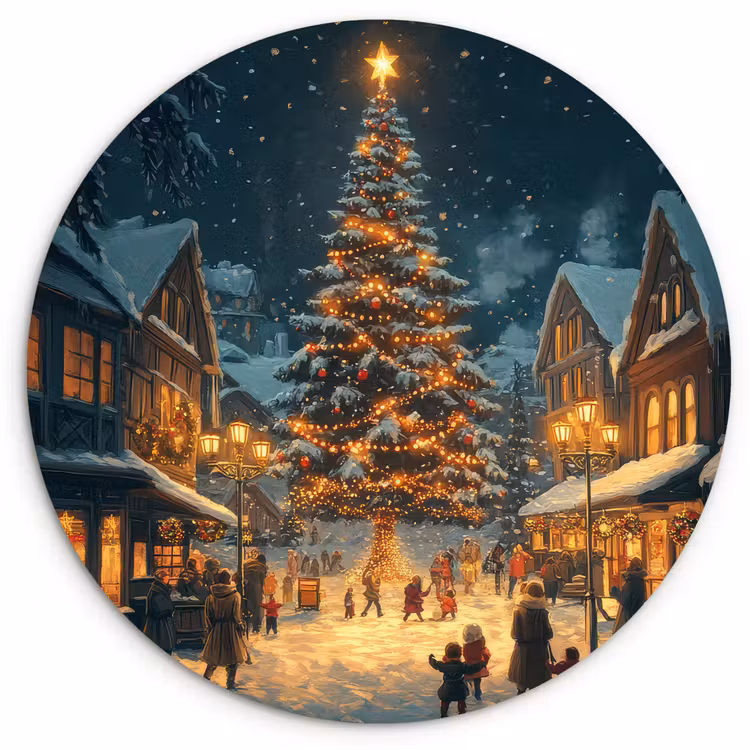Muurcirkel - Kerstfeest - Dorp - Donker — 1