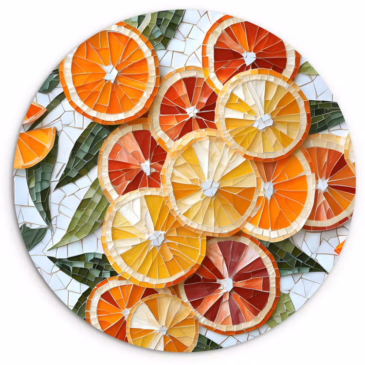 Muurcirkel - Schijfjes - Fruit - Oranje - Mozaïek — 1