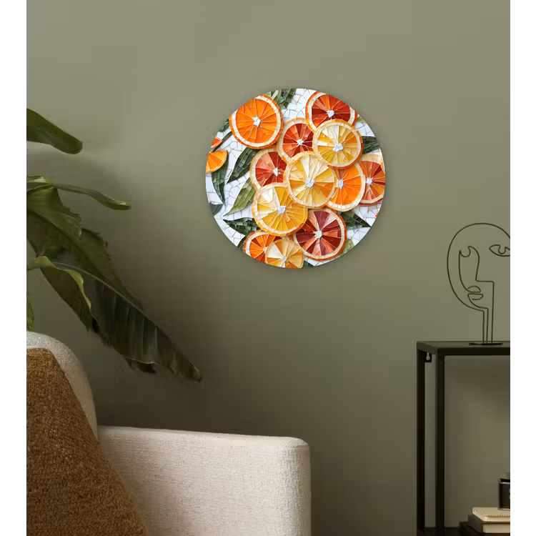 Muurcirkel - Schijfjes - Fruit - Oranje - Mozaïek — 3