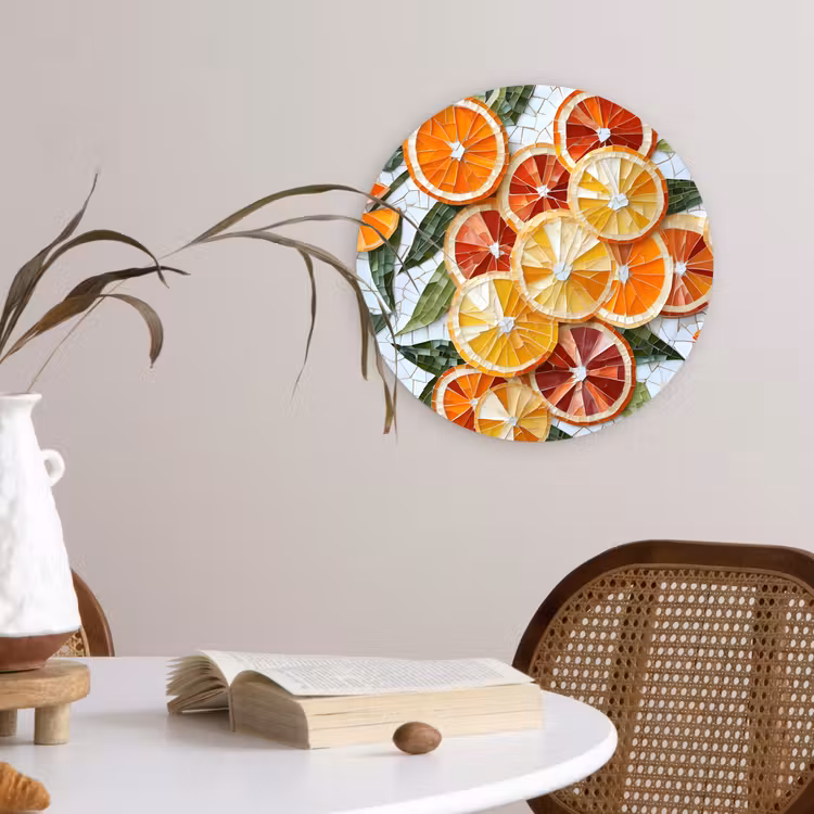 Muurcirkel - Schijfjes - Fruit - Oranje - Mozaïek — 4