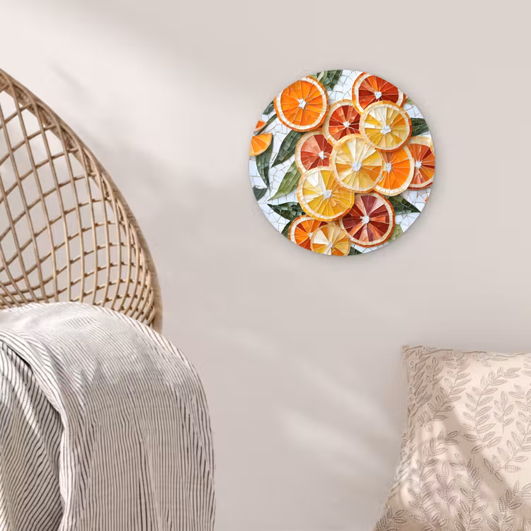 Muurcirkel - Schijfjes - Fruit - Oranje - Mozaïek — 5