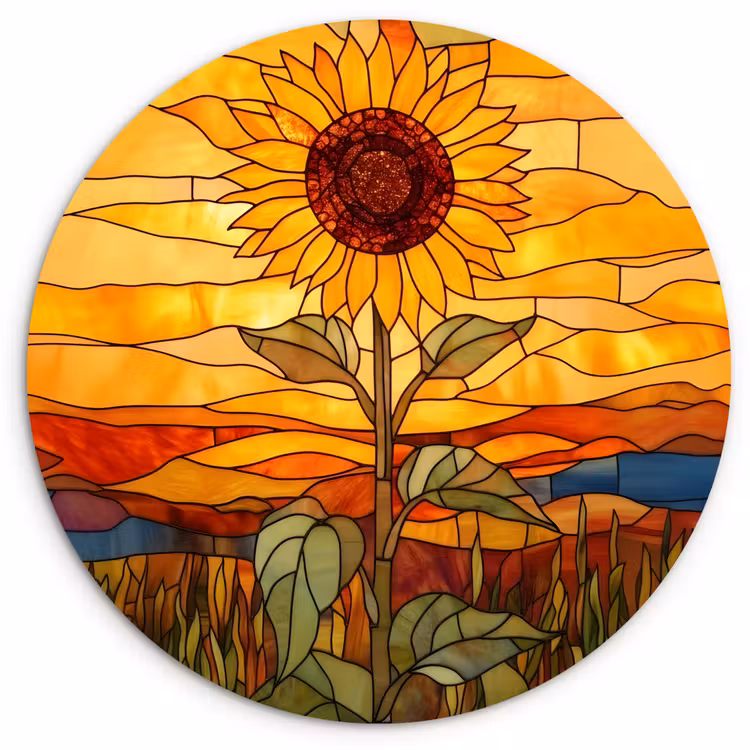 Muurcirkel - Zonnebloem - Mozaïek - Zonsondergang - Geel — 1