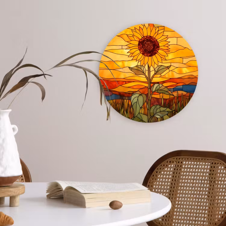 Muurcirkel - Zonnebloem - Mozaïek - Zonsondergang - Geel — 4