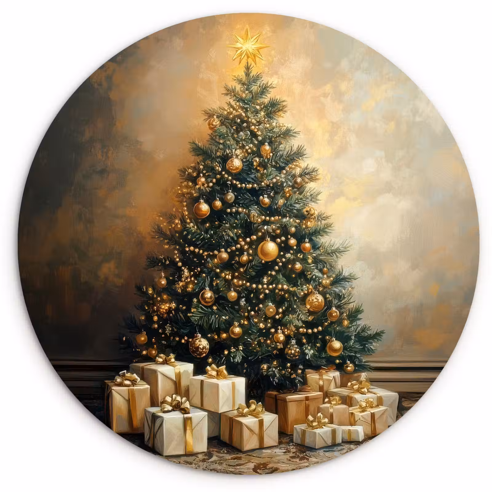 Muurcirkel - Kerstboom - Cadeaus - Goud — 1