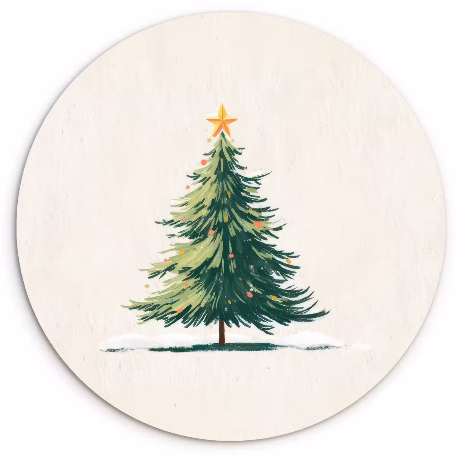 Muurcirkel - Kerstboom - Illustratie - Ster - Sneeuw — 1
