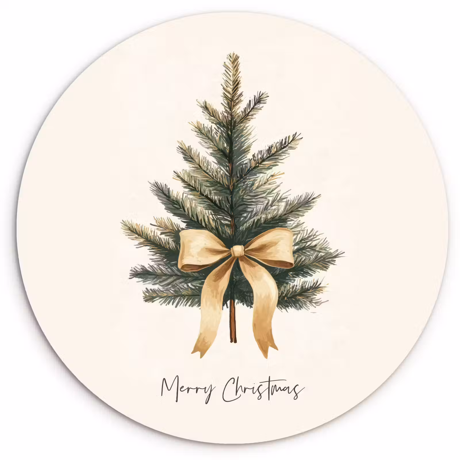 Muurcirkel - Kerstboom - Kerst - Merry Christmas - Beige — 1