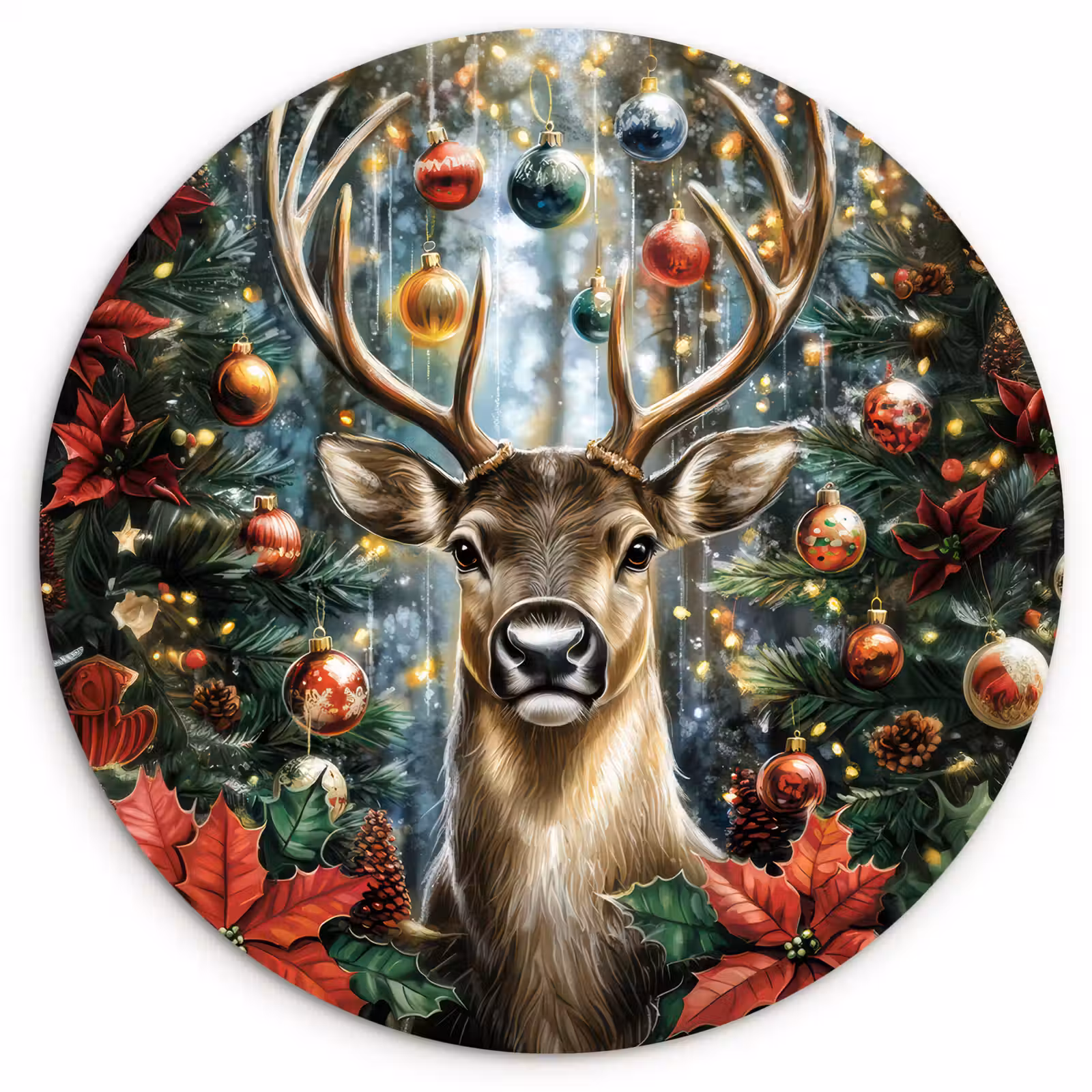 Muurcirkel - Kerstfeest - Dennenbos - Rood — 1