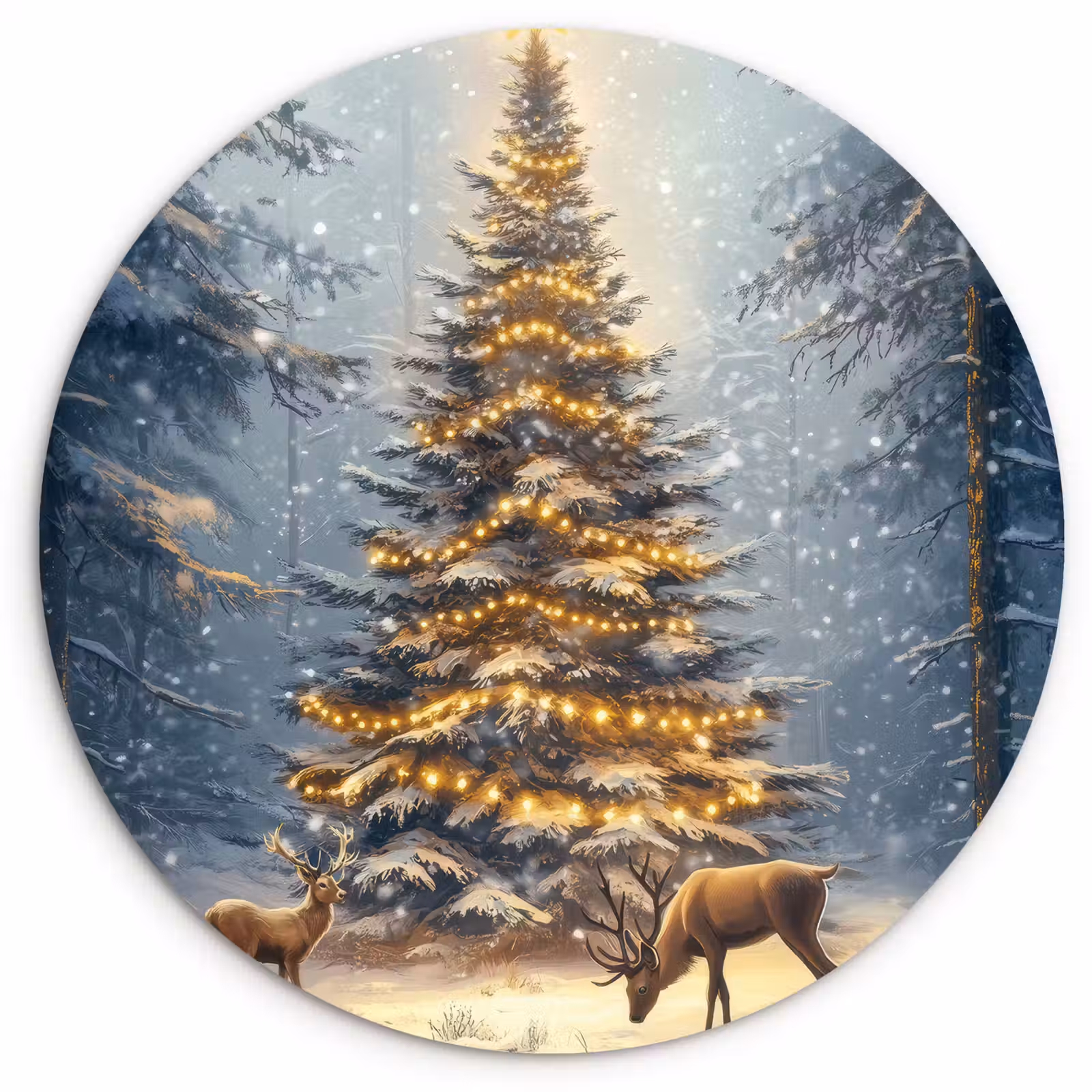 Muurcirkel - Kerstlicht - Woud - Hert - Donker — 1