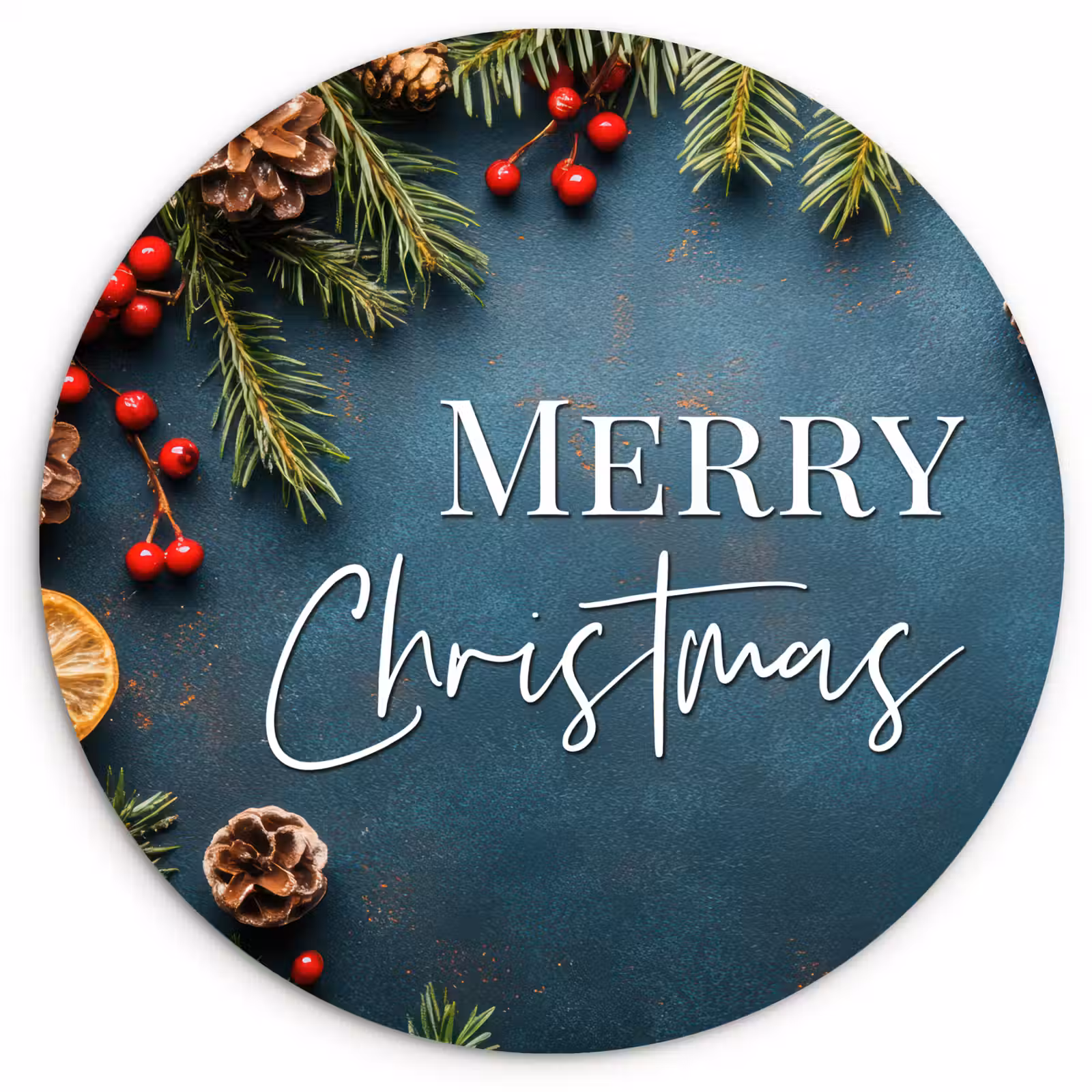 Muurcirkel - Merry Christmas - Blauw - Kerst - Winter — 1
