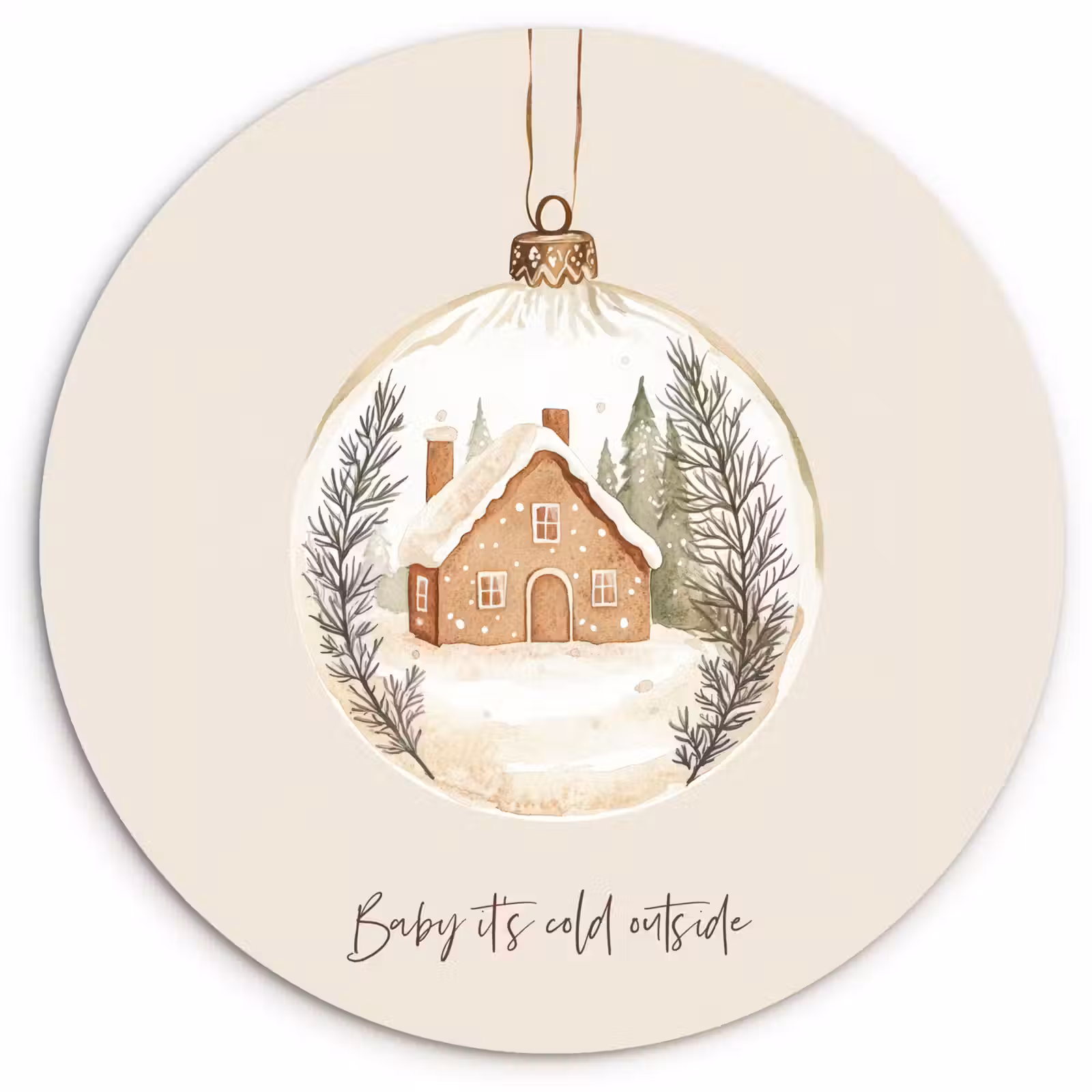 Muurcirkel - Quote - Winter - Kerst - Beige - Kerstbal — 1
