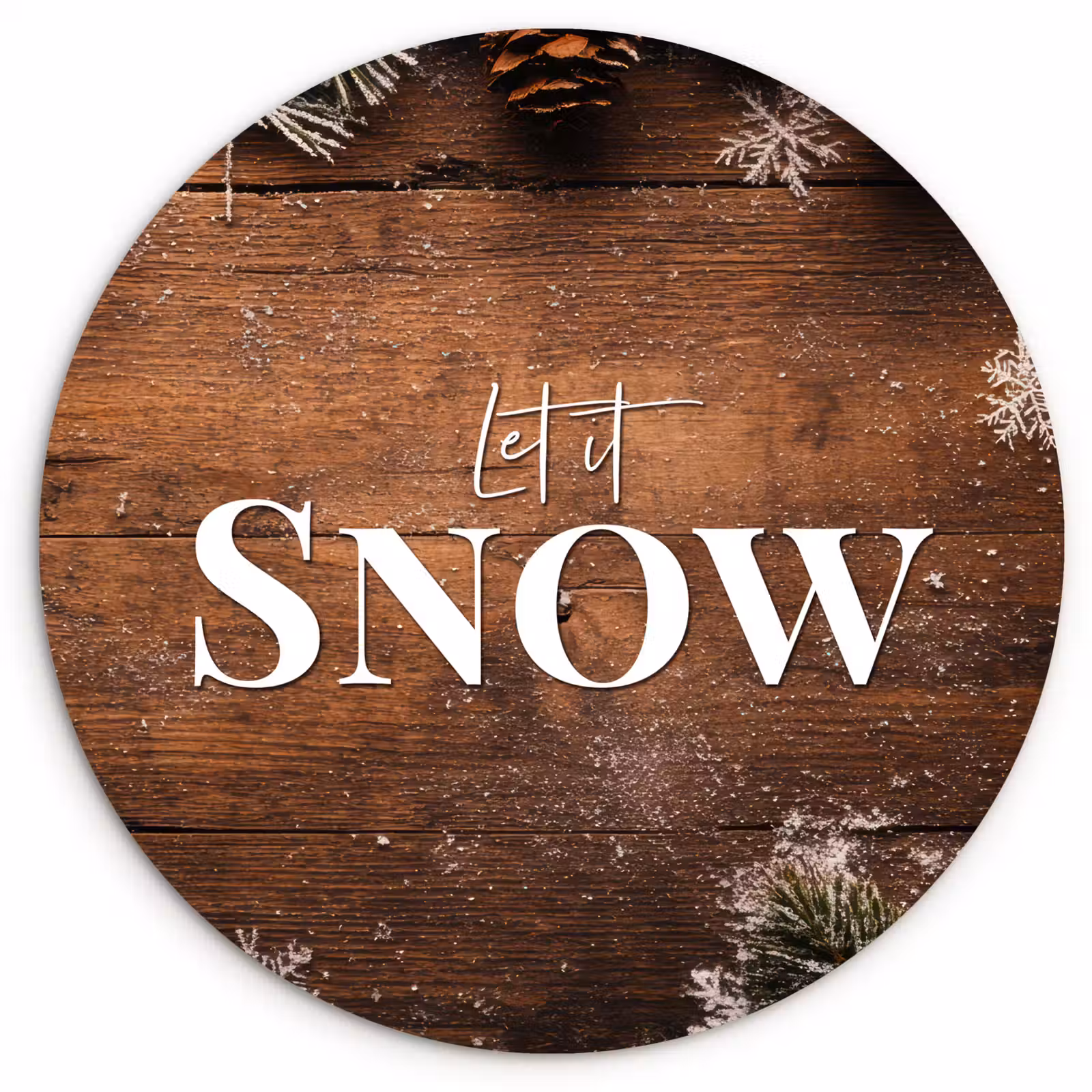 Muurcirkel - Sneeuw - Houtlook - Quote - Let it snow — 1