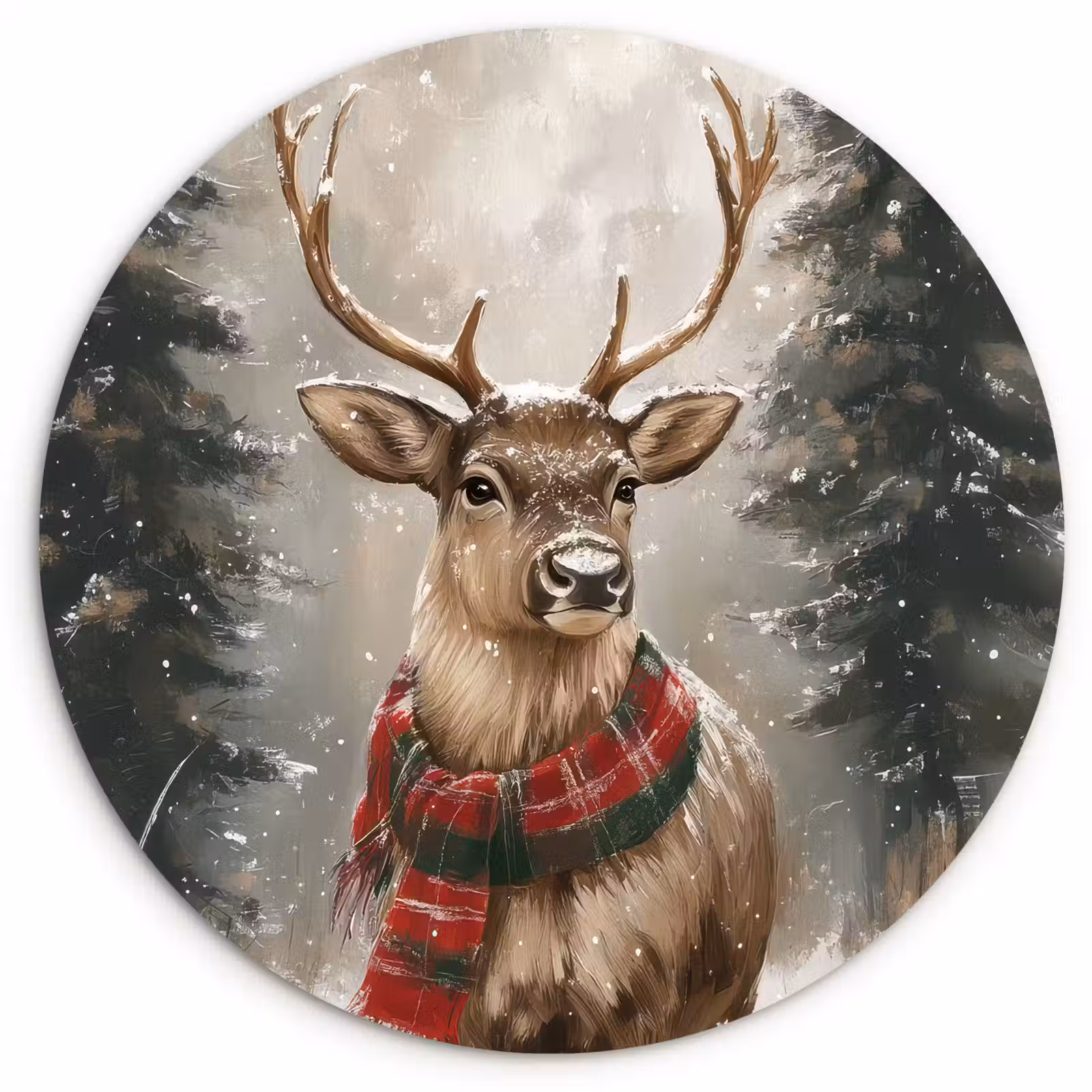 Muurcirkel - Winter - Bos - Rendier - Donker — 1