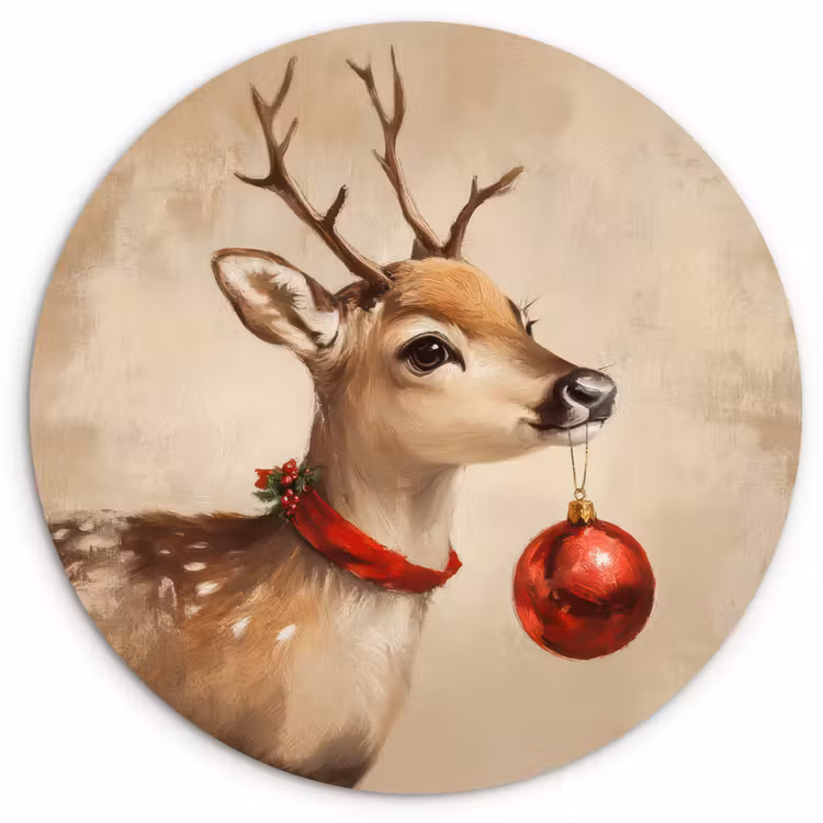 Muurcirkel - Kerst - Hert - Gewei - Kerstbal - Rendier — 1