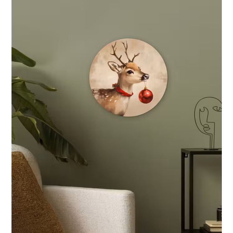 Muurcirkel - Kerst - Hert - Gewei - Kerstbal - Rendier — 3