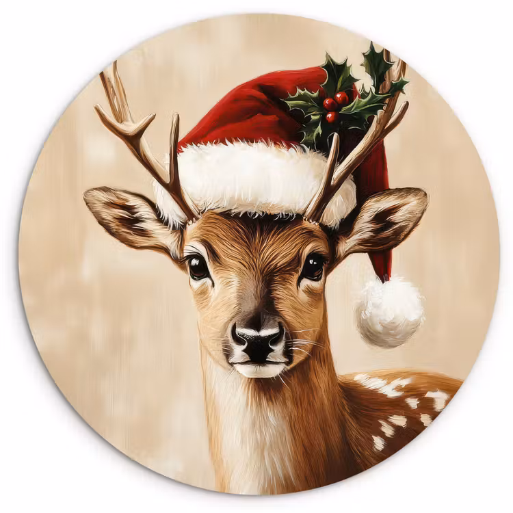 Muurcirkel - Kerst - Hert - Gewei - Rood — 1
