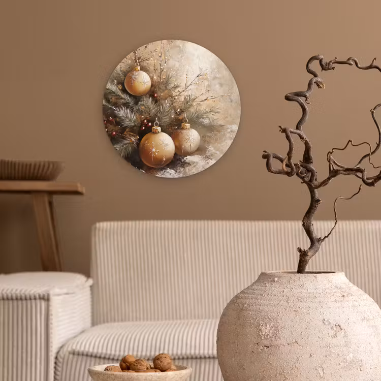 Muurcirkel - Kerst - Kerstballen - Beige - Goud — 2