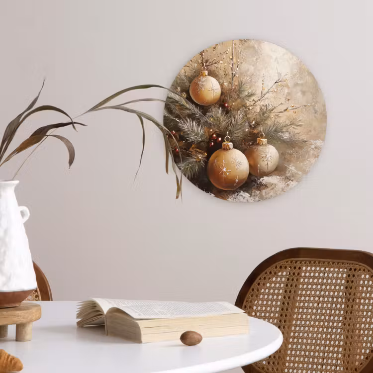Muurcirkel - Kerst - Kerstballen - Beige - Goud — 4