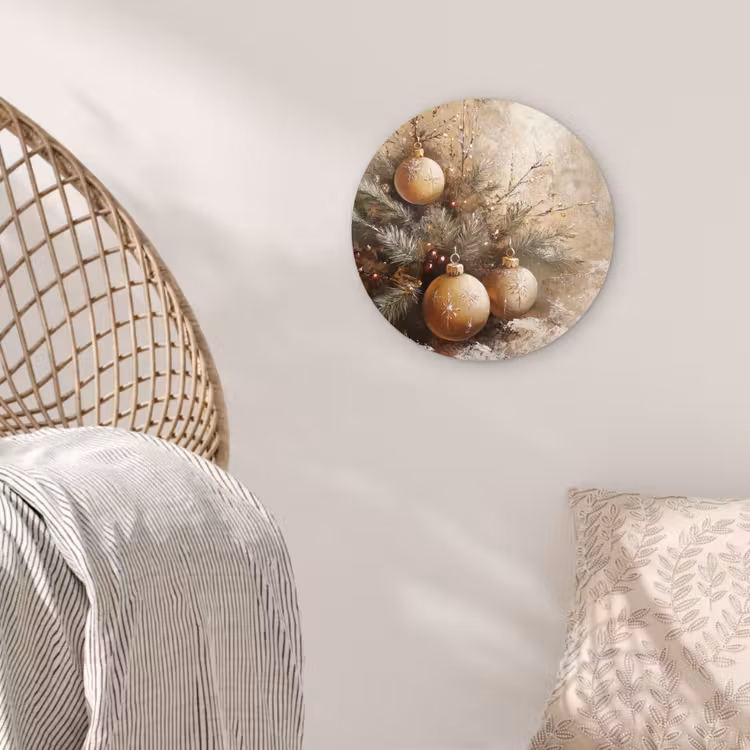 Muurcirkel - Kerst - Kerstballen - Beige - Goud — 5