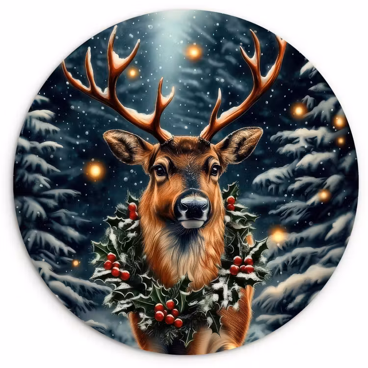 Muurcirkel - Kerst - Magie - Bos - Kleurrijk — 1