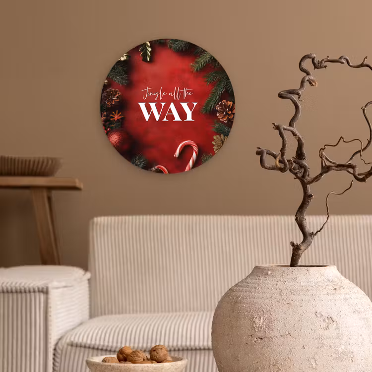 Muurcirkel - Kerst - Quote - Rood - Kerstballen — 2
